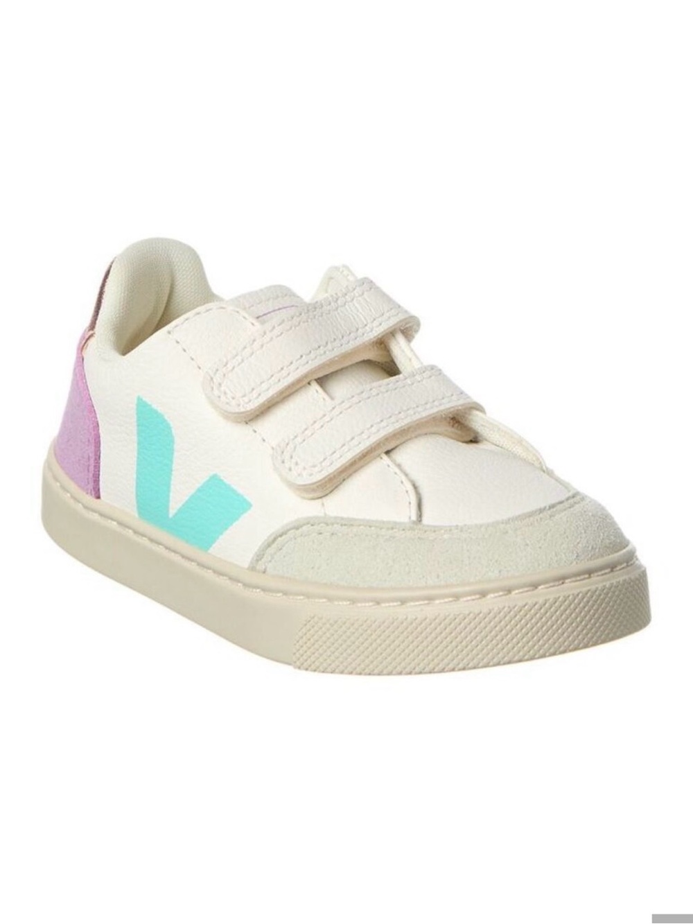 VEJA V-12 LEATHER WHITE MULTICO ORCHID SNEAKERS TODLER